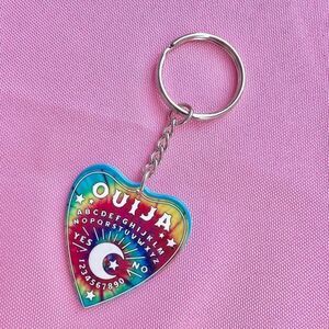 Rainbow Tie Dye Ouija Board Planchette Keychain Halloween Same on both sides